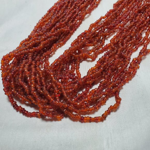 Signature red seed bead multi strand necklace 18 strand - Picture 4 of 4